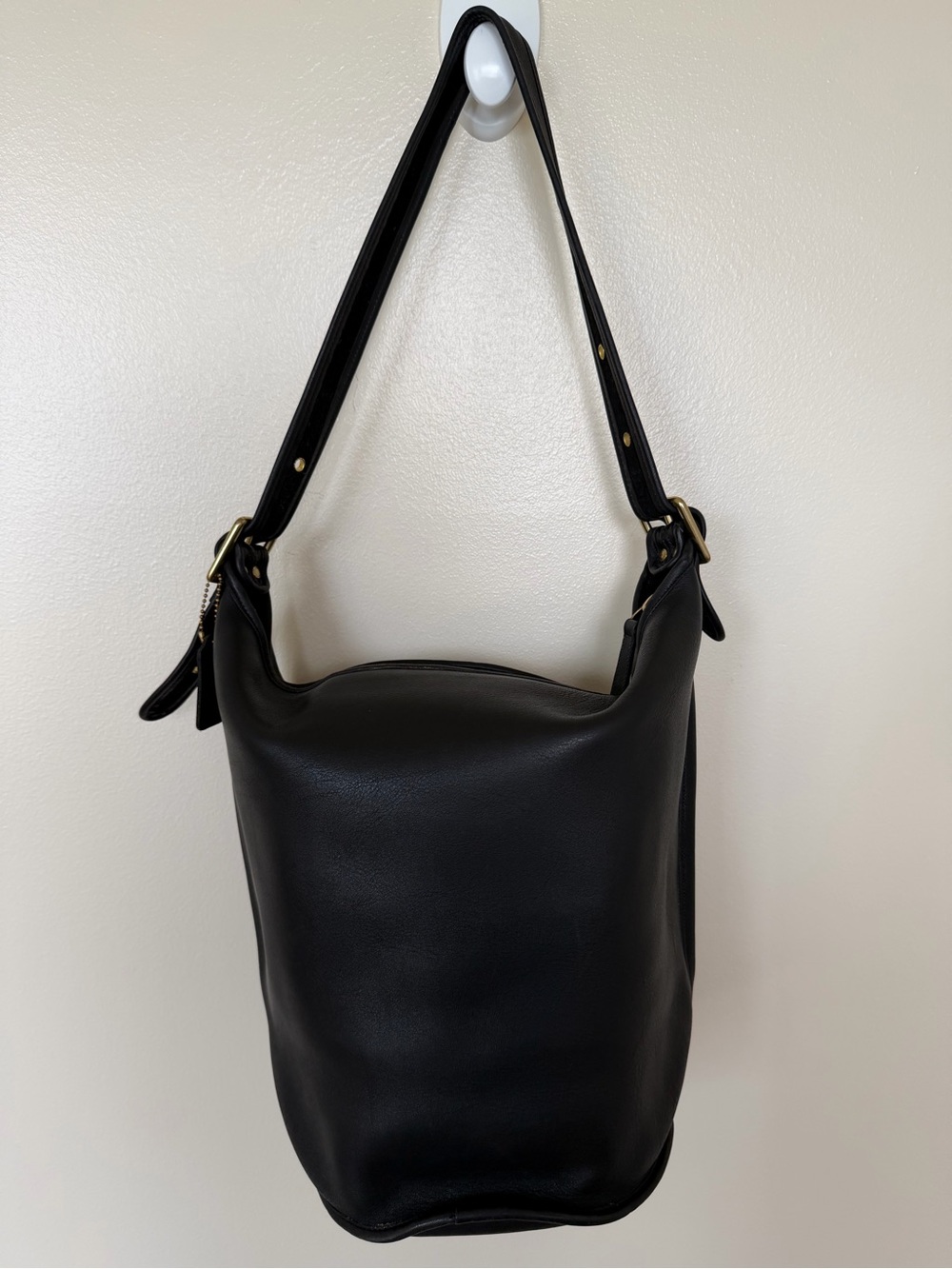 COACH Vintage XL Black Leather Duffle Sac Bucket Hobo Shoulder Bag Purse
